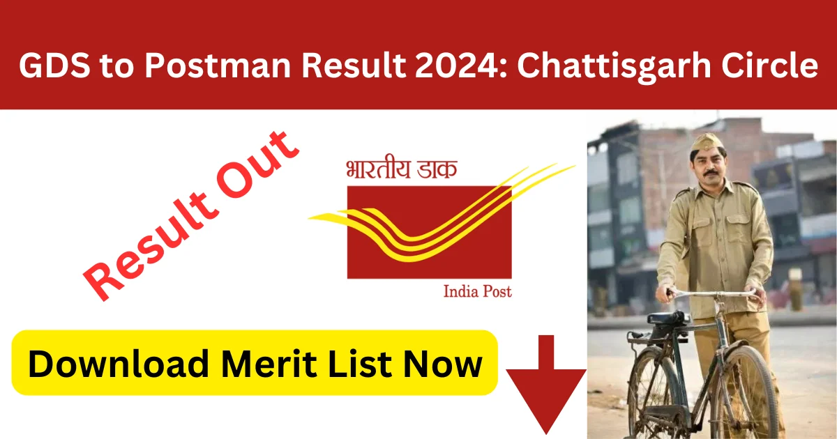 Postman Recruitment results 2024 Chattisgarh Circle